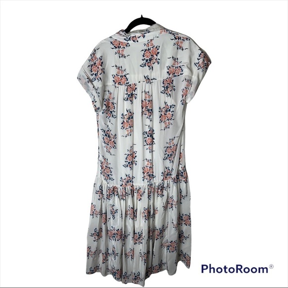 NWT VERONICA BEARD 100% Silk White Floral Meagan Midi Dress Size 2 - Picture 8 of 10